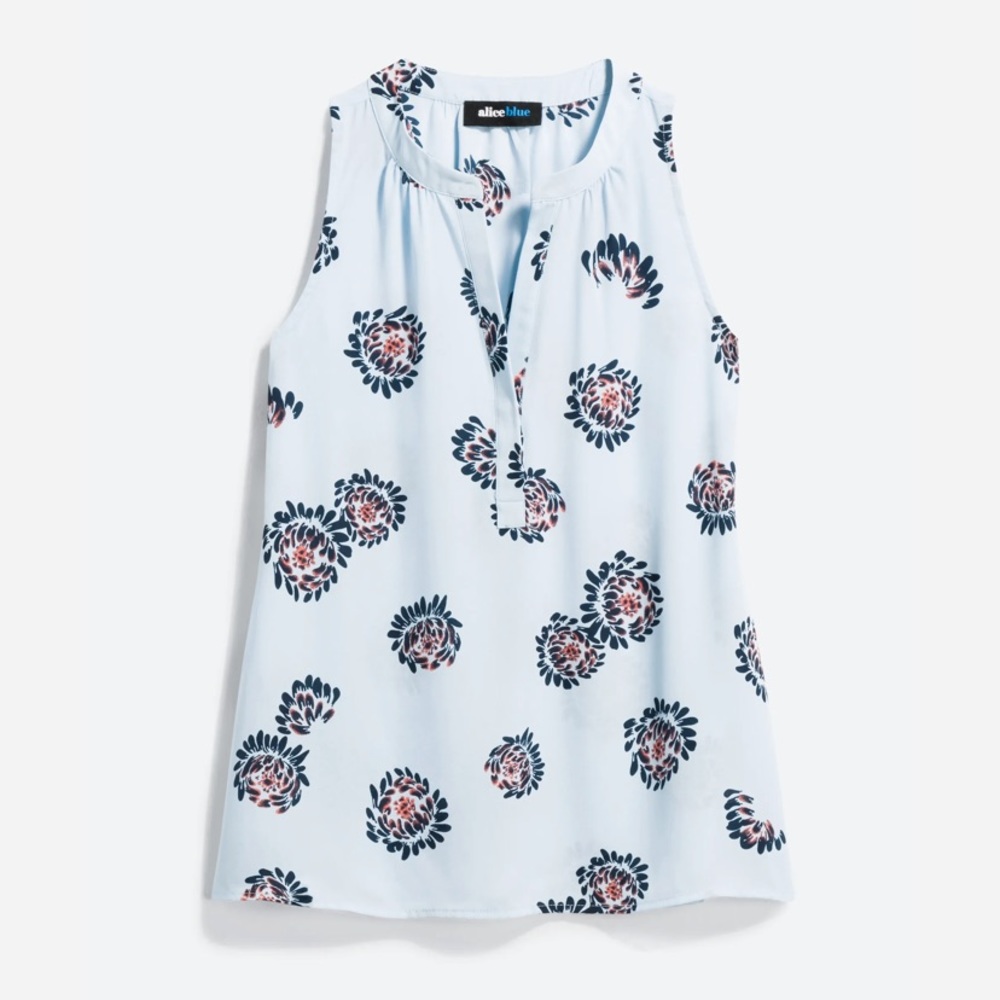 Sheer baby blue sleeveless blouse
